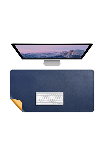 Mcstorey بساط ماوس جلدي لسطح المكتب غير قابل للانزلاق ومتين مقاس 2 مم 90 × 45 سم أزرق داكن