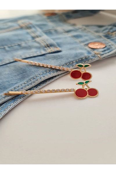 COLORFULLCLİPS Cherry Figured Wire Buckle Pair