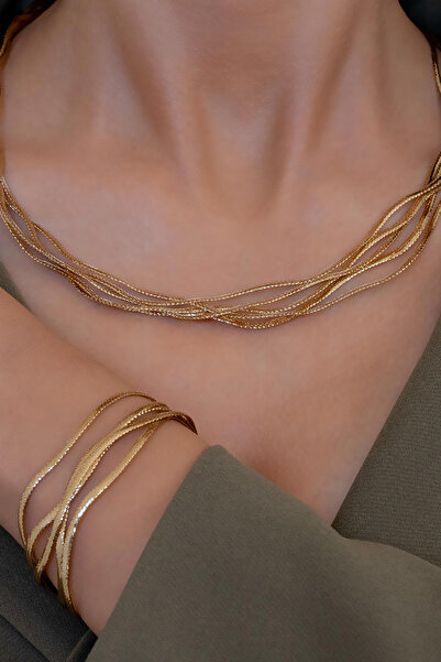 Bayar Gold 14 Ayar Altın İtalyan Beşli Sarmaşık Altın Set