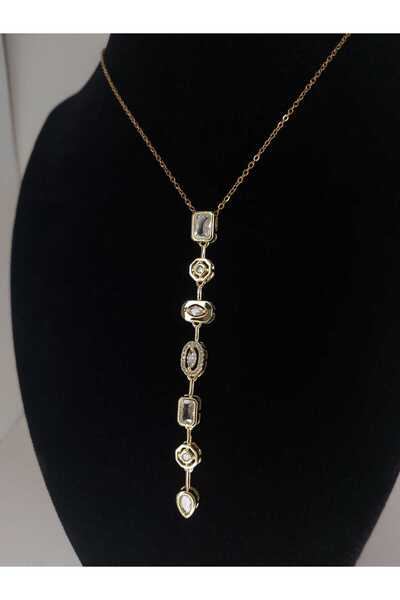 Romea Y Model Silver Color Zircon Stone Stainless Steel Low-Cut Necklace