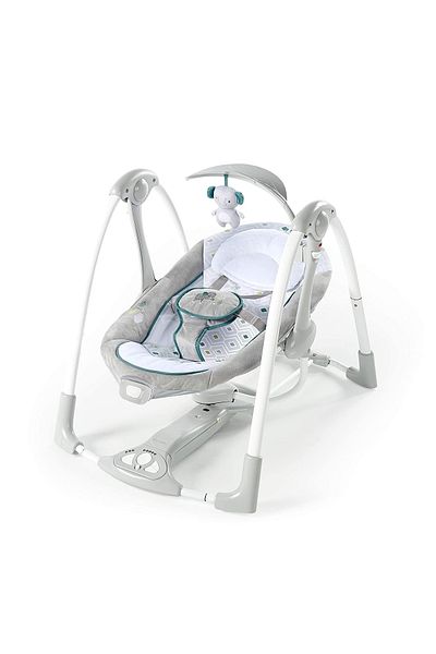 Ingenuity - Balansoar portabil ConvertMe Swing cu 2 locuri, economisitor de baterii, Nash