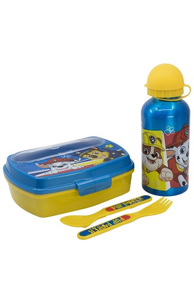 PAW PATROL Set of 400 ml aluminum water bottle and sandwich box with cutlery, BPA free, Pup Power, Paw Patrol