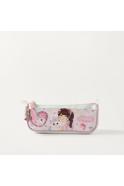 minmie Printed Pencil Case with Zip Closure