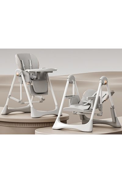 Little Mom Scaun de masa pentru copii Little Mom Grey multifunctional 3 in 1, design ergonomic, pliabil, struct
