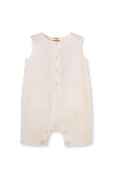 Uludağ Triko White Organic Cotton Woven Unisex Kids Jumpsuit