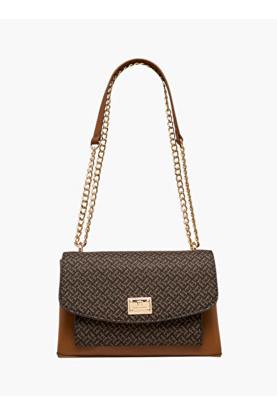 Flora Bella by Shoexpress حقيبة كروس بودي نسائية مطبوعة بأحرف أولى مع حزام سلسلة وقفل قلاب - العرض 7.5 سم × الارتفاع 16 سم × العمق 23.5 سم