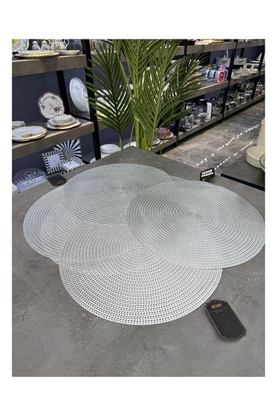 ACAR Serviciu american argintiu din piele artificială de lux 6 buc