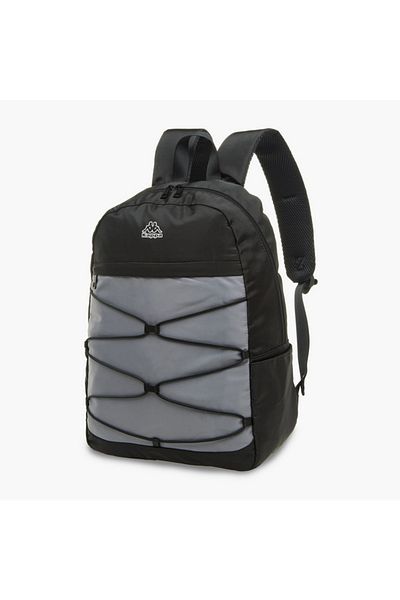 Kappa Logo Print School Backpack with Adjustable Straps and Zip Closure - 16x31x43 cm