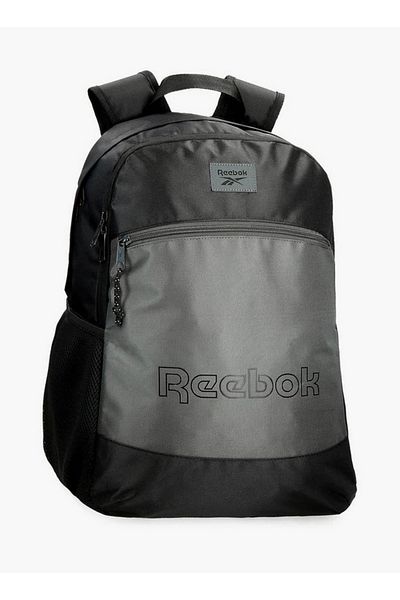 Reebok حقيبة ظهر مدرسية بطباعة شعار مع أحزمة قابلة للتعديل وسحاب للإغلاق - 38 × 19 × 43 سم
