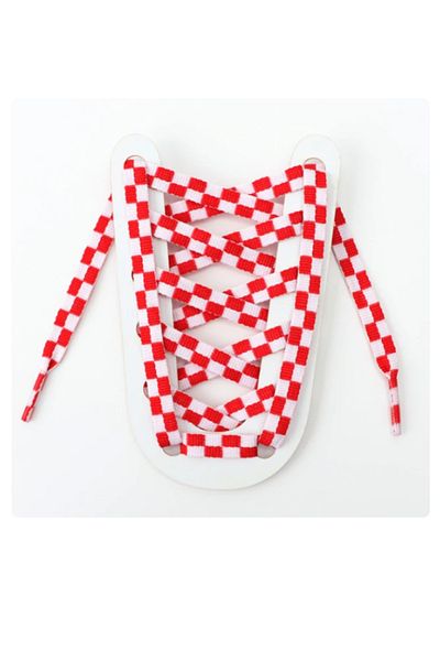 OEM Red-White Checkered Shoelaces, 120 cm