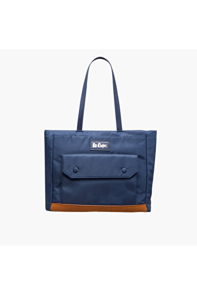 Lee Cooper Logo Applique Tote Bag with Double Handle and Zip Closure - W 12 x H 26 x D 36 cm