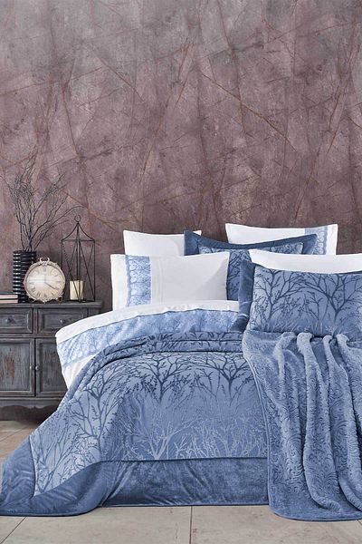 Elart Dowry Package 10 Pieces (Bedspread+Duvet Cover+Blanket) Spring Blue