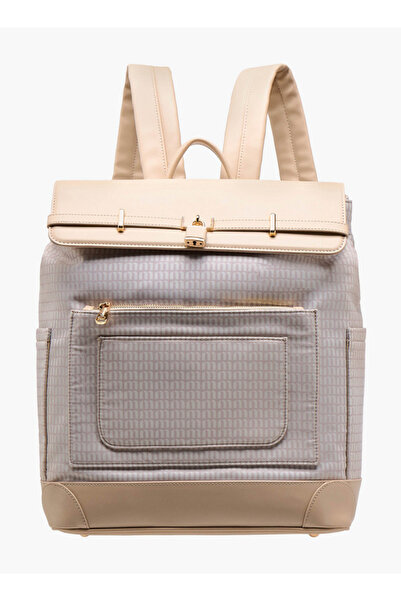 Missy Women Monogram Print Backpack with Adjustable Shoulder Straps - 33x14x3...