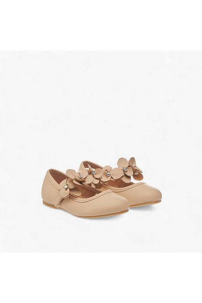 Flora Bella by Shoexpress Floral Applique Ballerina Shoes with Hook and Loop Closure