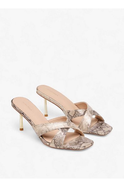 Flora Bella by Shoexpress Women Animal Print Slip-On Cross Strap Sandals with Stiletto Heels