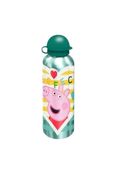 Peppa Pig Water bottle, for children, made of aluminum, BPA-free, multicolor, 500 ml, Perfect, Peppa Pig
