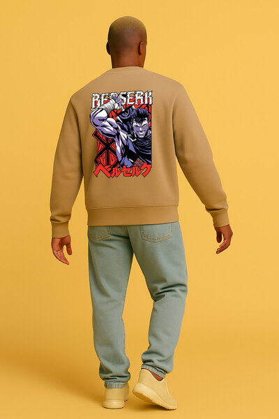By Caspita Fashion Lenithra Berserk Guts Anime με στάμπα Unisex Oversize μπεζ φούτερ