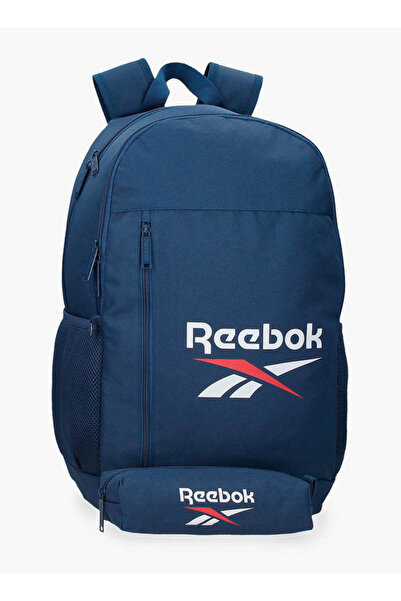 Reebok حقيبة ظهر مدرسية بطباعة شعار مع سحاب للإغلاق وحقيبة أقلام - العرض 32 ×...