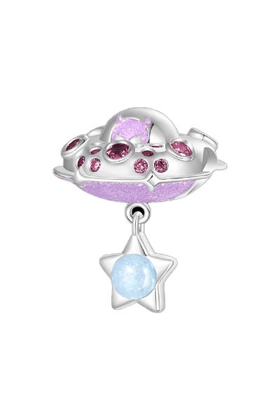 Fubena Ufo and Star Shake Bead Silver Charm