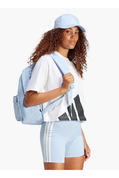 adidas Logo Print School Backpack with Adjustable Straps and Zip Closure