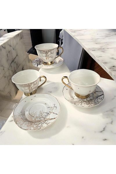 partridge store Porcelain Tea Cup Set 6 Pieces