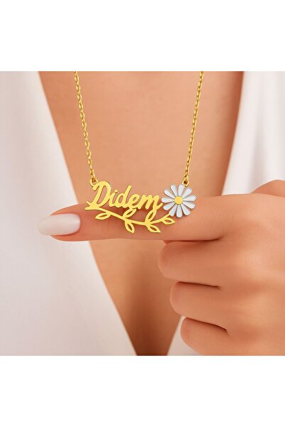 İNDİGO TAKI Mineli Papatya İsimli Altın Kaplama Gümüş Kolye