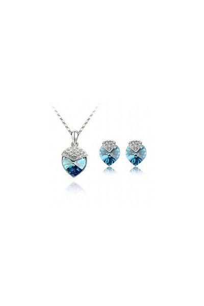 Kelan Set elegant de bijuterii – inimă cu brățară și cristale Crystal Blue