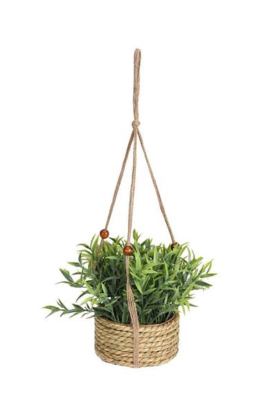 Koopman Decorative artificial plant, Azay Design, tarragon in a woven basket, with hangers, H 45cm