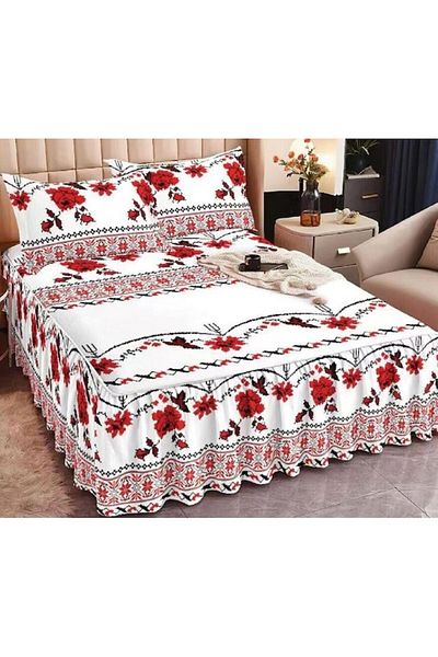 OEM Double Bed Sheet with Ruffles, Traditional, 3 Pieces, for 2 People, Finet, 160x200cm, Multicolor
