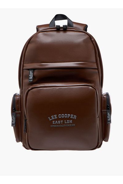 Lee Cooper Men Logo Detail Backpack with Adjustable Straps and Zip Closure - 32x15x45 cm