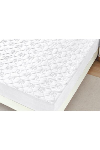 OEM Bed Cover and 2 Pillowcases, Quilted Velvet, 180x200cm, White