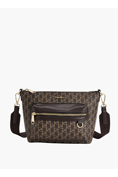 Paprika حقيبة كروس بودي نسائية مطبوعة بأحرف أولى مع حزام قابل للفصل وسحاب للإ...