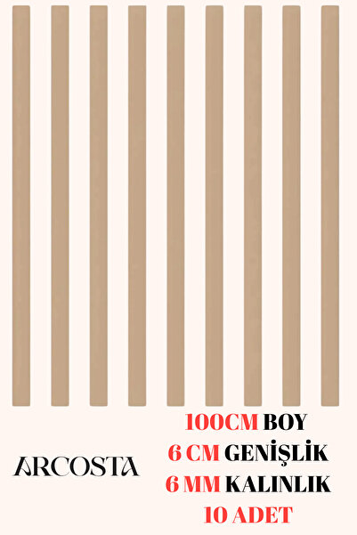 ARCOSTA Ham Mdf Iskandinav Duvar Çıtası 6 mm Kalınlık 100 cm Uzunluk 6 cm Gen...
