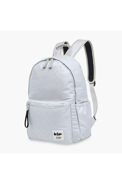 Lee Cooper Monogram Print Backpack with Adjustable Straps and Zip Closure - 14x33x42 cm