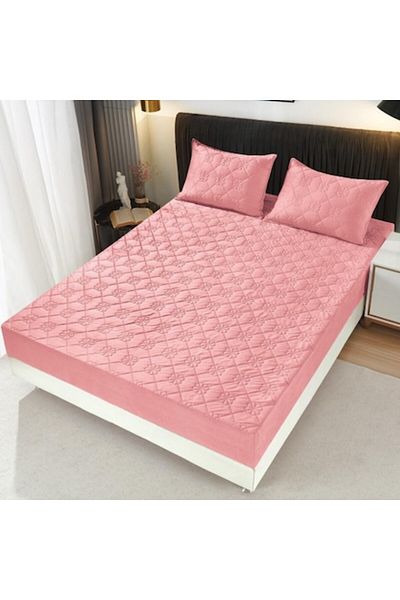 OEM Bed sheet and 2 pillowcases, Quilted Velvet Topper, 180X200cm, Pink