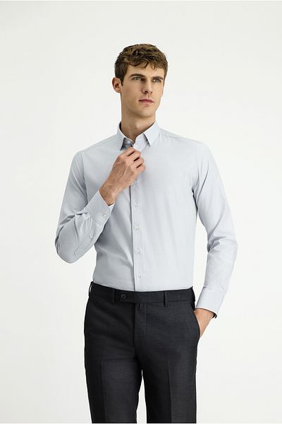 Kiğılı Long Sleeve Slim Fit Slim Fit Classic Patterned Cotton Shirt