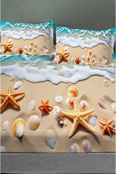 MonoHome 100% Cotton Fitted Sheet Special Design 5D Digital 60 Wire Sea Stars