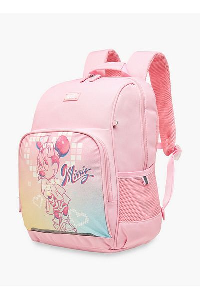 Disney Girls Minnie Mouse Print School Backpack with Adjustable Straps and Zip Closure - 13x31x41 cm