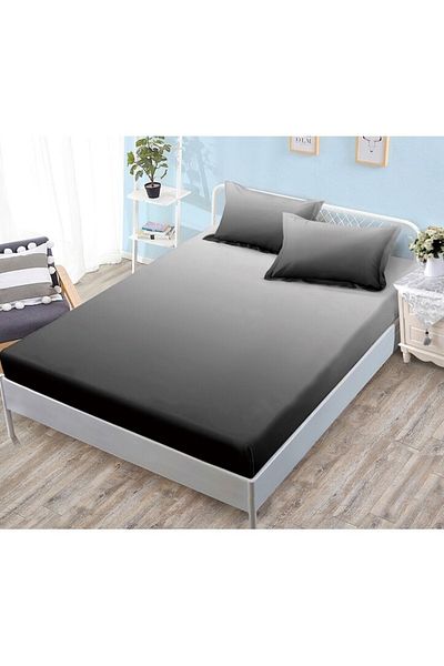 OEM Bed sheet with elastic and 2 pillowcases set, Finet, 2 people, gradient print, 180x200cm, dark grey