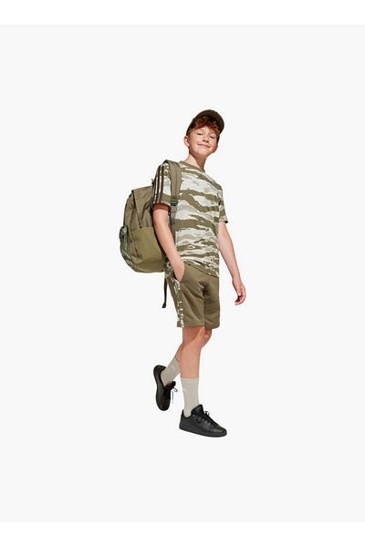 adidas Logo Print School Backpack with Adjustable Straps and Zip Closure