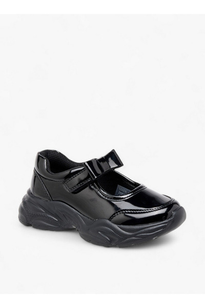 Flora Bella by Shoexpress Girls Panelled Mary Jane School Shoes with Hook and Loop Closure