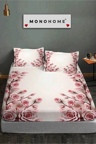 MonoHome 100% Cotton Fitted Sheet Special Design 5D Digital 60 Wire Powder