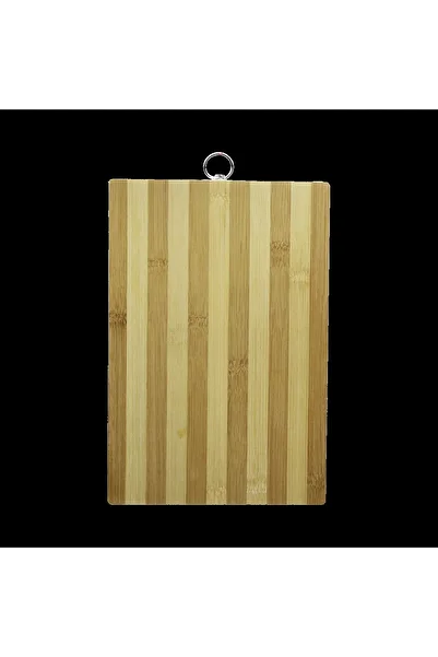The LOG INVEST Wooden 20x30cm White Striped Bamboo Cutting Board with Metal Handles