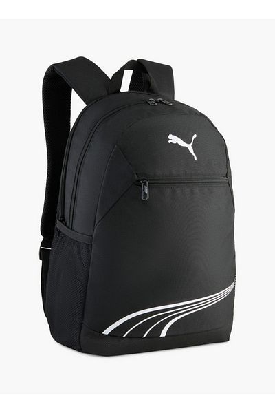 Puma Logo Print School Backpack with Adjustable Shoulder Straps and Zip Closure