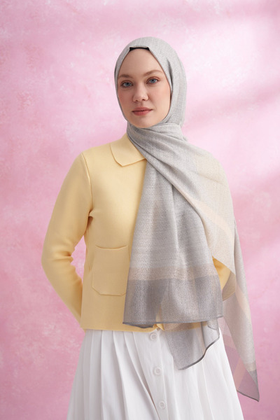 ARMANDA Silk Pearl Shawl - Silver