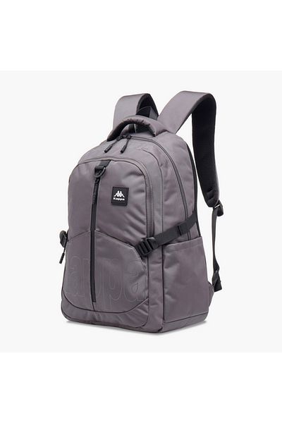 Kappa Logo Print Backpack with Adjustable Straps and Zip Closure - 17x35x48 cm