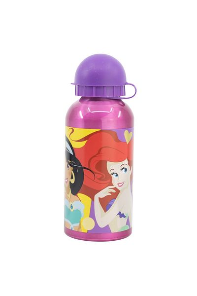 Disney Water bottle, for children, aluminum, BPA-free, multicolor, 400 ml, Bright & Bold, Princess