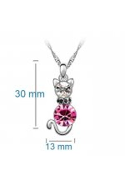 Kelan Set Silver Women – Necklace, Pendant and Earrings Cat Model with Emerald Crystals