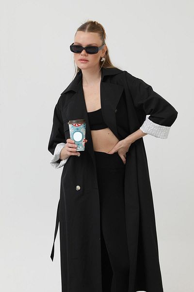 Soul Garni Striped Detail Trench 32141