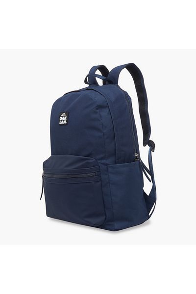 Oaklan by Shoexpress Logo Applique Backpack with Adjustable Straps and Zip Closure - 32x16x43 cm
